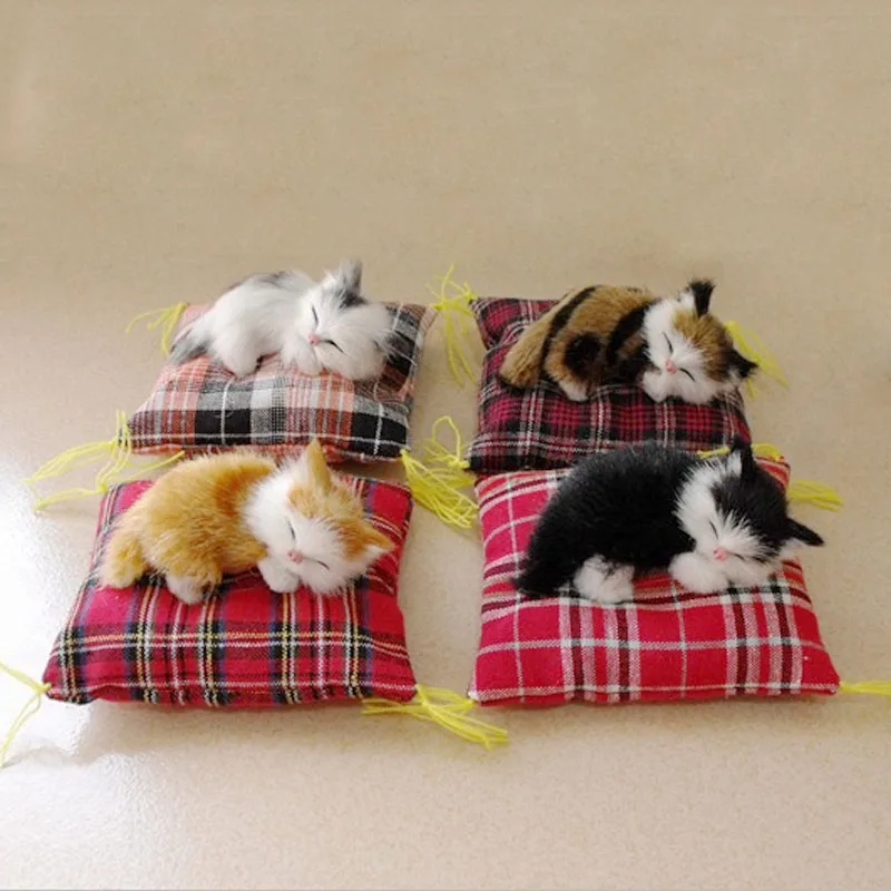 Simulation Mini Cat Cute Cloth Pad Plush Cats Children Birthday Gifts Creative Decoration Home Decor Supplies sleeping cats doll cat toy ornaments cat figurine decoration cat figurines miniature figurines