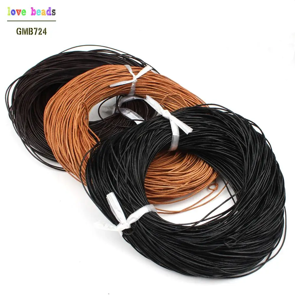 

New 3 Color 5M Round Leather 1.0-3.0mm Wide Cowhide Leather Rope DIY For Jewellery Making Bracelet Necklace Fashion Accessories