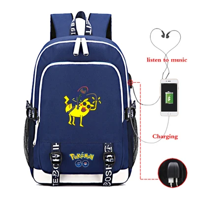 Для подростков, для мальчиков и девочек, рюкзак с usb-портом с принтом "Pokemon" школьные сумки, студенческие модные школьные принадлежности рюкзак для кампуса