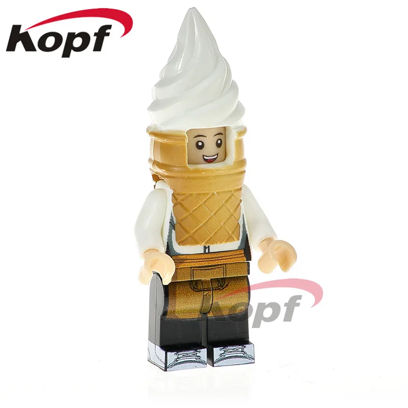 

Single Sale Super Heroes Ice Cream French Fries Peanut Fruit Pizza Fast food Series Figures Building Blocks Gift Toy Kids PG1236