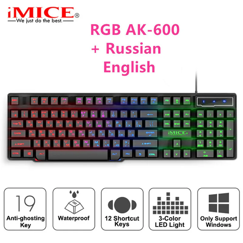 

iMice 104 keys Wired Gaming Keyboard With LED RGB Backlight USB Plashproof Capacitive Feel Keyboard for computer Russian/English