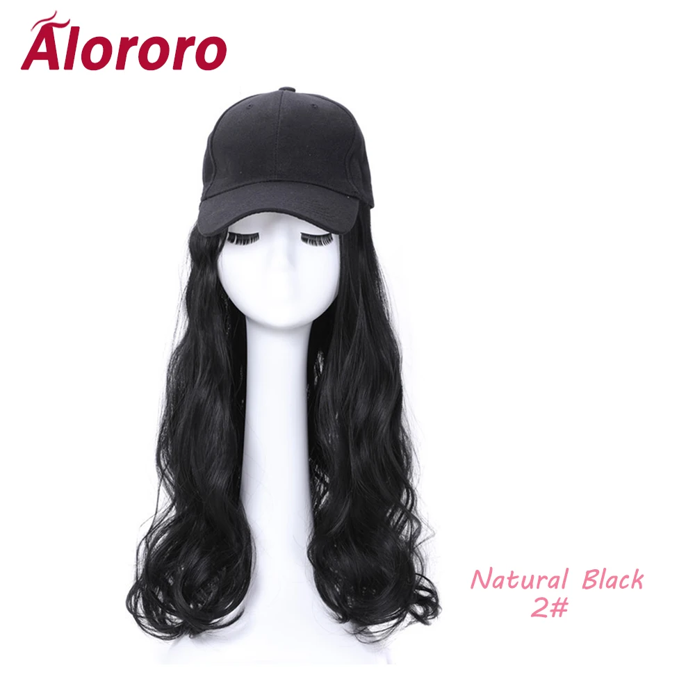 Alororo черный коричневый стиль бейсбольная шляпа с длинными вьющимися волнистыми волосами Парики термостойкие синтетические волосы шляпа для девочек - Цвет: MZC-2