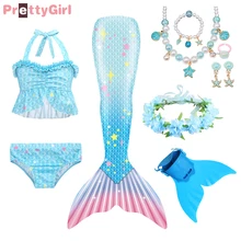Dresses 2021 Mermaid Tail with Monofin Flipper Mermaid Costume Cosplay Christmas Gift Mermaid Bikini Swimsuit Girls Dress