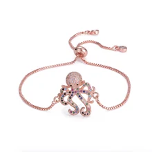 Модный Полный мульти Фианит, циркон, Кристалл Подвеска «Осьминог» браслет для женщин ювелирные изделия в виде животных розовое золото цвет цепи браслеты подарок