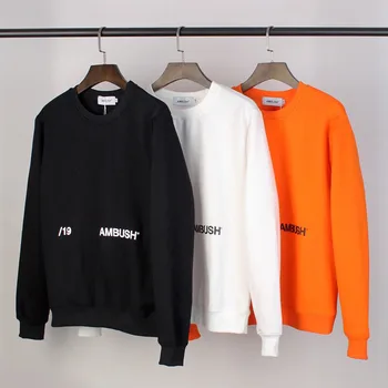 

Hot Sale 2019 New AMBUSH CREW NECK SWEAT SHIRT Men Women Solid Color 3D Foam Printed Sweatshirts Oversized Cotton Pullovers