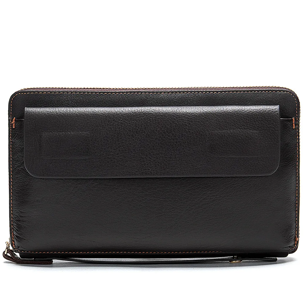 

Men's wallet Long Wallet with cowhide on the top and men's pocket purse in hand