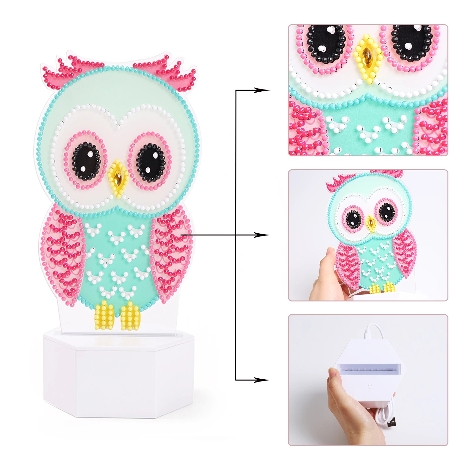 

ZOOYA DIY Diamond Painting Led Light Lamp Special Shaped Pink Birds Diamond Mosaic Cross Stitch Embroidery Diamond Art Home Gift
