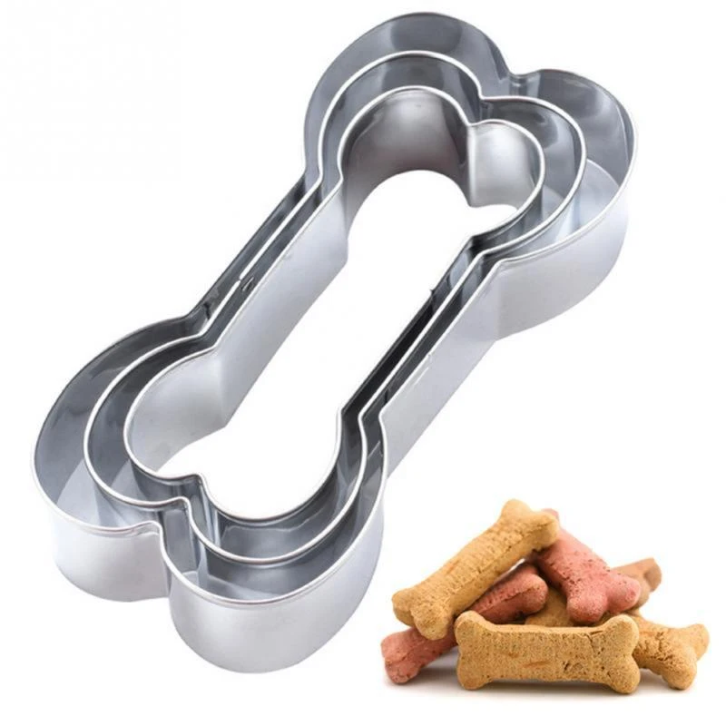 3 uds de acero inoxidable con forma de hueso para perro conjunto de cortadores de galletas molde cortador galletas para niños para pastel y herramientas de decoración de galletas|Utensilios