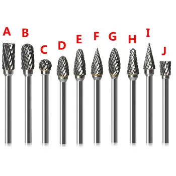 

10PCS 3MM Shank Tungsten Carbide Rotary Files Rasp Diamond Burrs Set Woodworking Drilling Carving Engraving Tools
