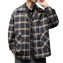 Новинка, модные мужские куртки, зимний стиль, Ретро стиль, Клетчатая блузка, большой клетчатый свитер, пальто