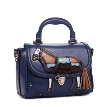 

Women Bags Leather Patchwork Embroidery Handbags Shoulder Bags Cross Body Messenger Bag Totes Braccialini Style Cartoon Horse