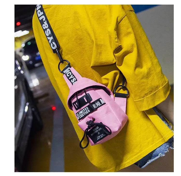 Canvas Letter strap Antitheft Messenger Crossbody Bags Unisex Sling Bags 2019 Purses custom chest rig bag chest bag