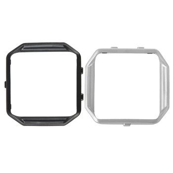 

2 Pcs Stainless Steel Metal Watch Frame Holder Shell for Fitbit Blaze Smart Watch, Silver & Black