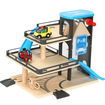 

Car Track Lifts Wooden Track Parking Compatible with Brio Wooden Train Track Children's Inertial Hand Sliding Toys