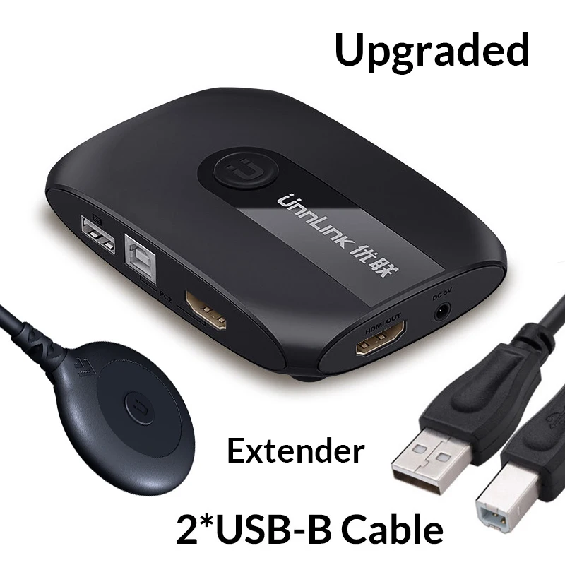 Unnlink 2 порта HDMI KVM переключатель с расширителем 4K 1080P USB2.0 обмен монитор принтер
