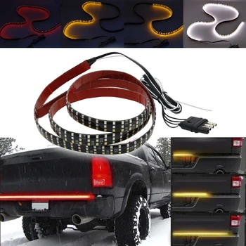 

New 60" Triple Row LED Tailgate Light Bar with Solid Amber Turn Signal, Red Brake/Running, White Reverse Lights
