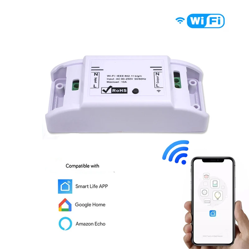 WiFi Smart Switch 2200W DIY Wireless Remote Switch APP Control Automation Relay Module Smart Home for Amazon Alexa Google Home