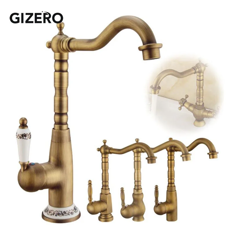 

Antique Retro Faucet Basin Mixer Bathroom Hot And Cold Water Taps Single Handle Deck Mount Vanity Sink Washing Basin Taps ZR241