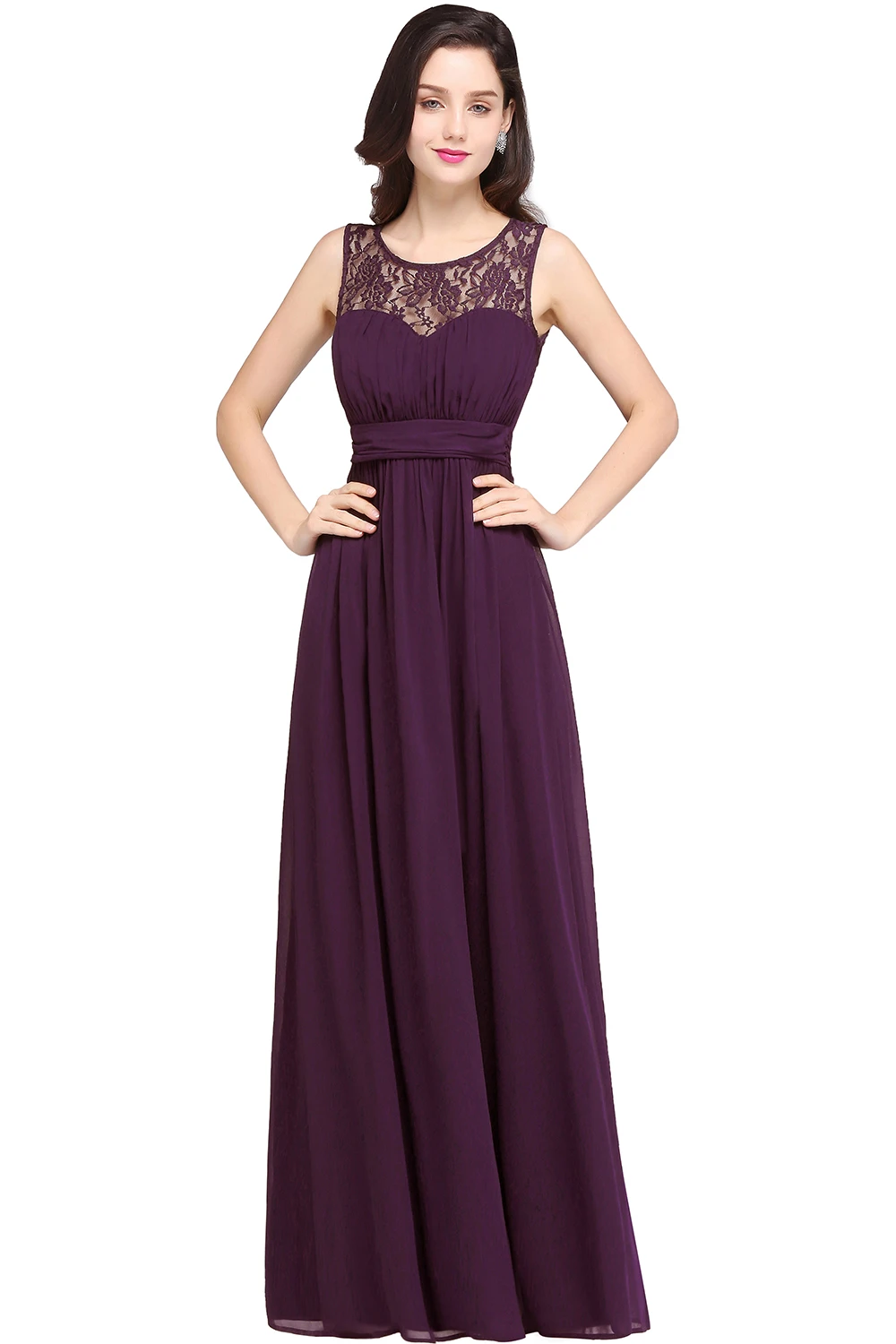 Robe Demoiselle D'honneur Chiffon Lace Bridesmaid Dresses Long Sexy Tank Sleeves Wedding Party Dress vestido de fiesta de boda