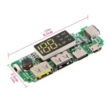 

Dual USB 5V 2.4A Micro/Type-C/Lightning USB Power Bank 18650 Charger Board Overcharge Overdischarge Short Circuit Protection