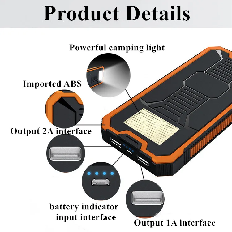 Solor power Bank 30000 мАч Внешний аккумулятор портативное быстрое зарядное устройство для всех смартфонов с солнечной панелью зарядное устройство
