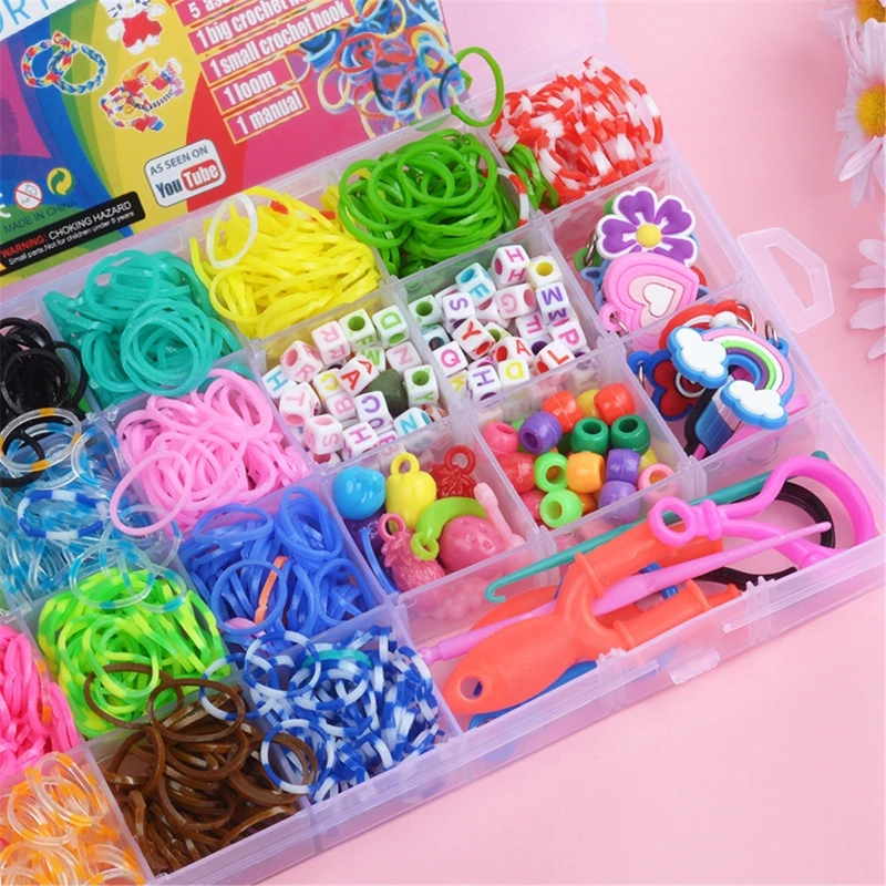 Nuevo 1500 Uds gomas Arco Iris conjunto chico Multi-funcional clásico práctico divertido DIY juguetes Rainbow pulsera tejida para niña regalos