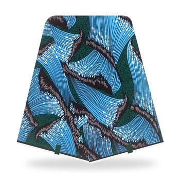 

100% Cotton Ankara African Wax Cloth Kitenge Wax Clothes Fabric Tissues Africain Pagne Blue 6 yards YBGSW-64