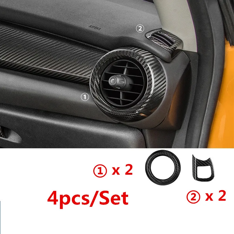 4pcs set Настоящее углеродное волокно автомобиля центр приборной панели сбоку AC выход крышка литье отделка для Mini Cooper F55 F56 F57 украшения интерьера - Название цвета: 4pcs set