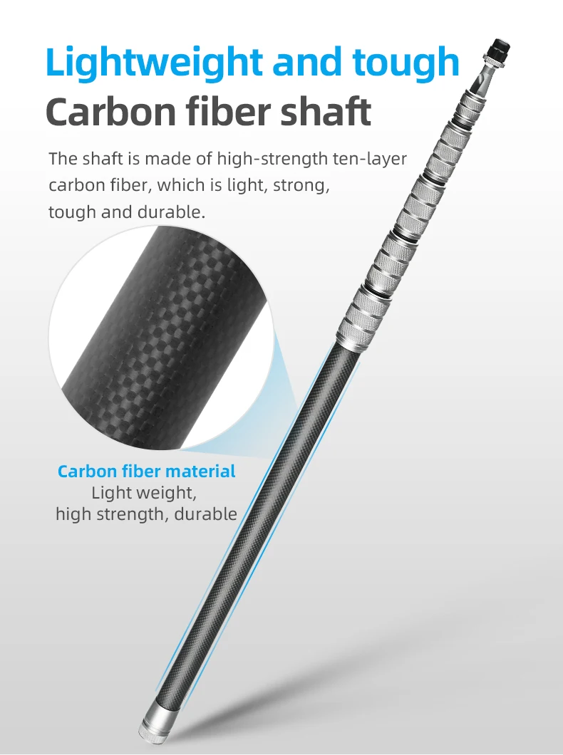 Selens Handheld Microphone Boom Arm Carbon Fiber Pole Arm Extendable 5 Section F