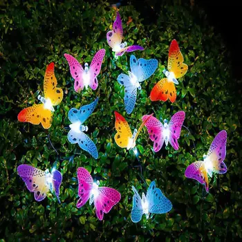 

12 LEDs Butterfly Solar String Lights Multi-color Solar Power LED Light Waterproof Outdoor Decor Lighting String for Garden Xmas
