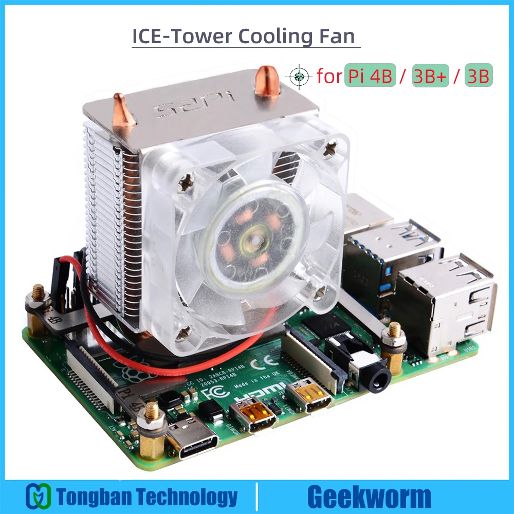 Вентилятор охлаждения CPU Raspberry Pi ICE башня кулер с радиатором для 4 Model B / 3B +