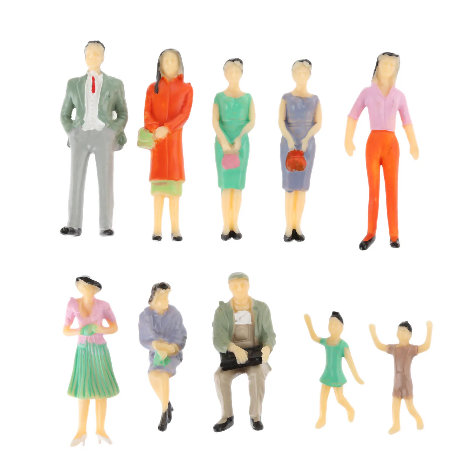 10pcs/lot 1:30 Multicolor Model People Miniature Figures Architectural Models Human Scale Model 65MM Plastic Peoples For Layout miniature figurines miniature ornament