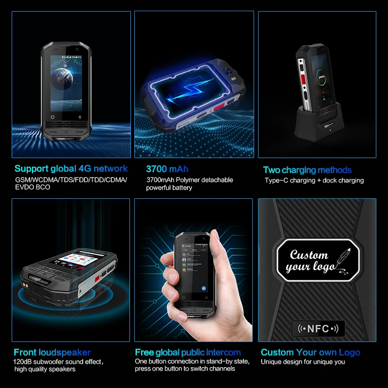 CONQUEST F2 NFC IP68 Ударопрочный мини смартфон Android 8 1 4G сканер отпечатков пальцев