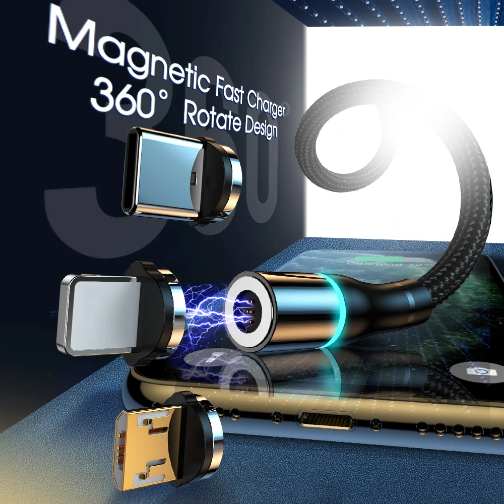 YKZ 3A Магнитный зарядный кабель Мобильный телефон Быстрая зарядка Type C Micro USB