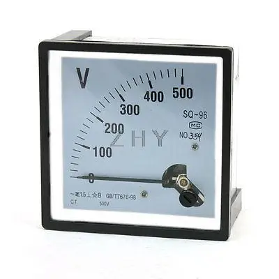 

Clear Plastic Shell Square AC 0-500V Pointer Voltage Panel Meter SQ-96
