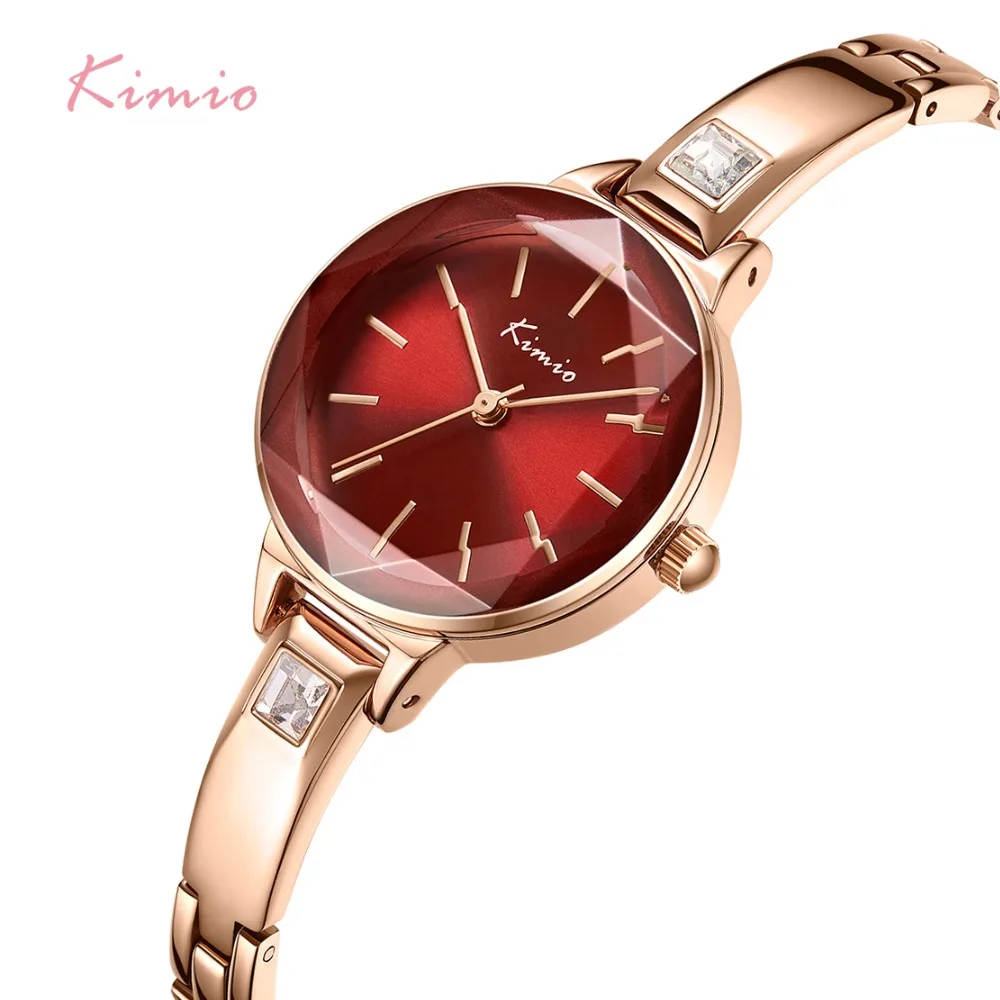 

KIMIO Ladies Bracelet Watches For Women Fashion Red Dial Watch 2019 Top Brand Luxury Female Wristwatch Clock Relogio Feminino