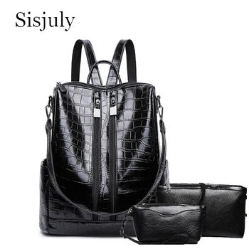 

New Crocodile Leather Women Backpack for Teenage Girls School Shoulder Bags Fashion Female Backpack 3pcs Bagpack Bolsas Feminina