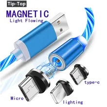 USB Magnetic Cable Glow LED Lighting USB Fast Charging quick charge Magnetic Cable for xiaomi iPhone Huawei Samsung vivo oppo