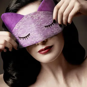 

Creative Cartoon Cat Eyelash Pattern Lace Eye Shield Blackout Breathable Sleep Eyes Mask Cover Q0KD