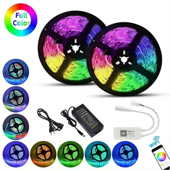 

DC12V WS2811 LED Strip Kit APP Controller RGB individually addressable LED Light Pixel Strips + SP501E WiFi Controller + Adapter