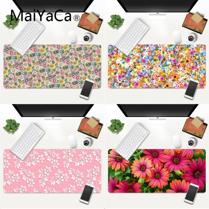 

Floral Daisy Beautiful Lock Edge Speed Control Laptop Keyboard Mat Gaming Mouse Pad Large Deak Mat 700x300mm for overwatch/cs go