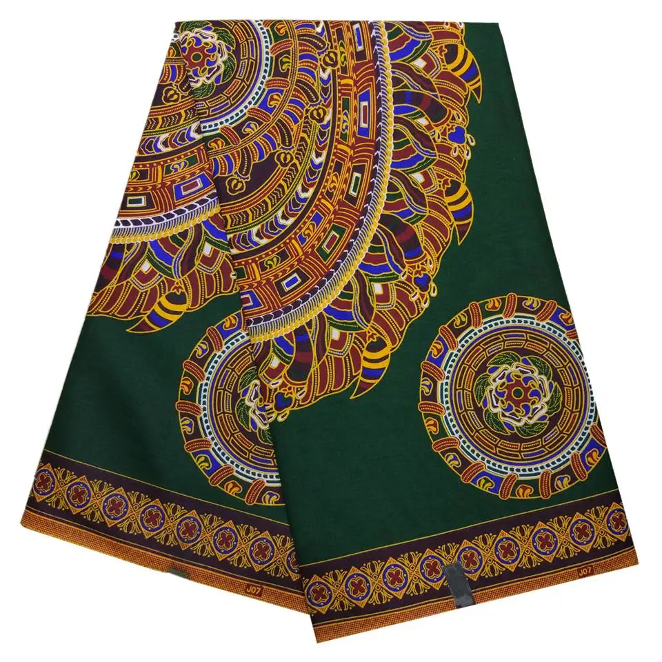 Зеленая африканская Дашики/Анжела ткань африканская традиционная рубашка "Дашики" Печать Вощеная парча ткань 6 ярдов LBL-170
