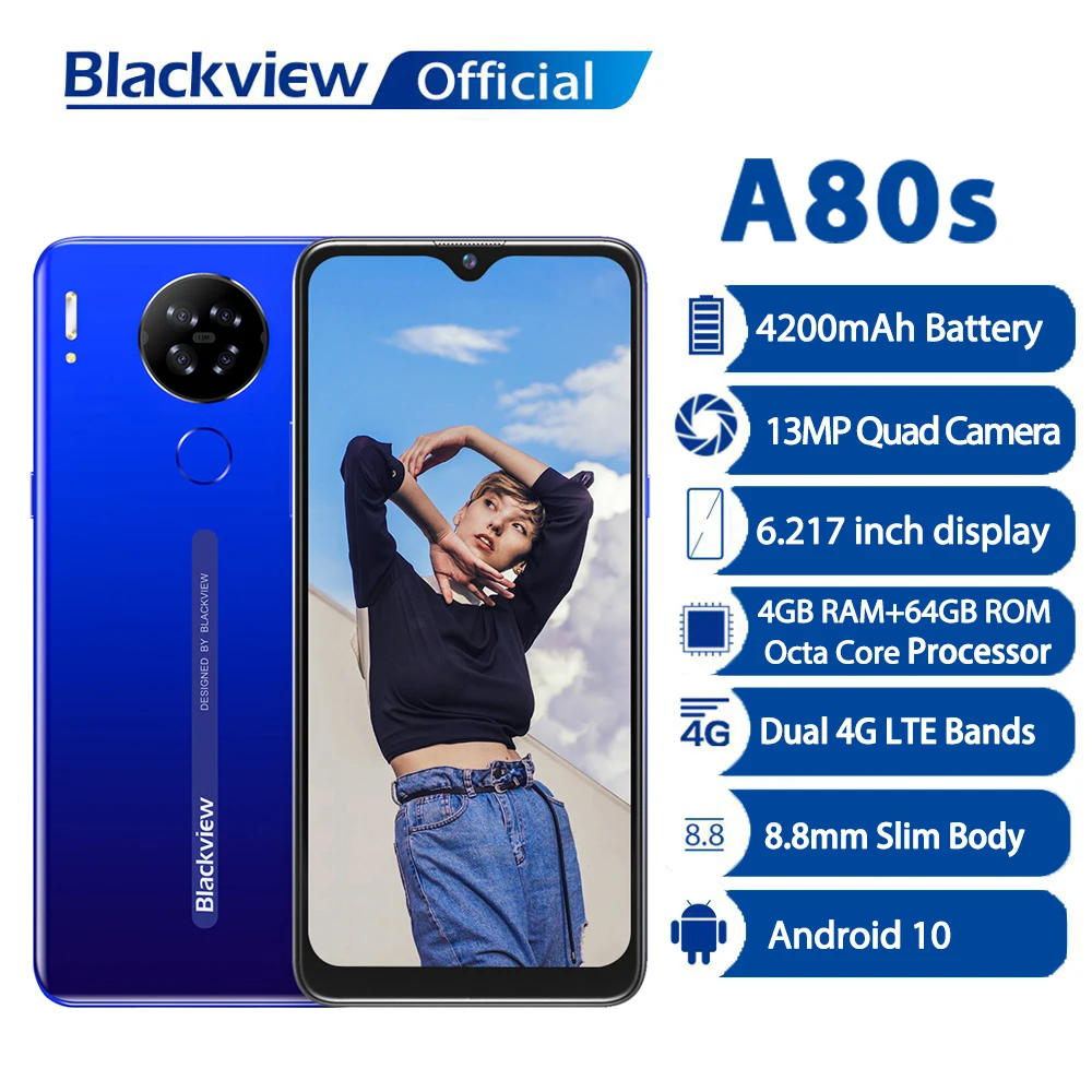 Blackview A80s 4GB+64GB Smartphone 13MP Quad Camera 4200mAh 
