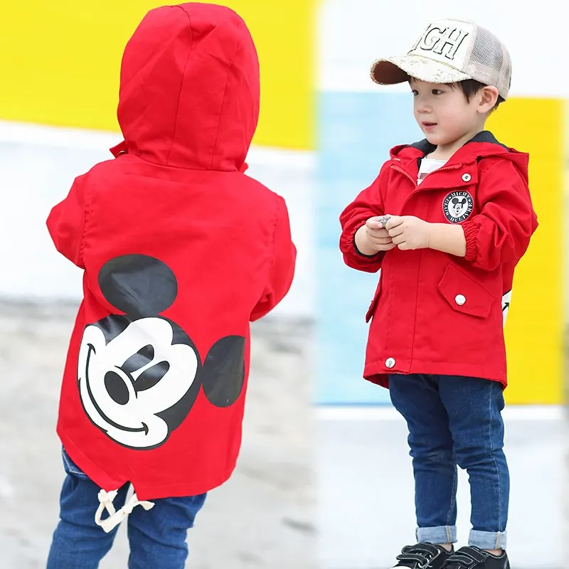 Mickey Clothes Spring Autumn Baby Boys Hooded Sweatshirt Children Jackets Coats Kids Cartoon Mickey Cute Outerwear 2-5T