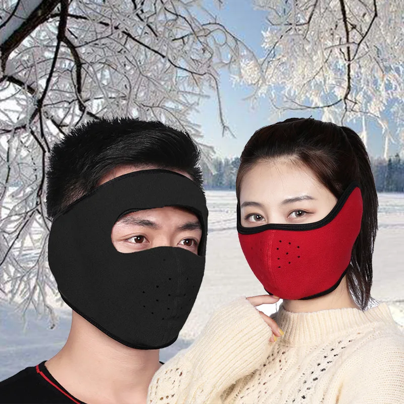 

Autumn & Winter New Style Full Face Mask One-piece Earmuff Brushed And Thick Face Mask Headset Cold Earmuff Scarf