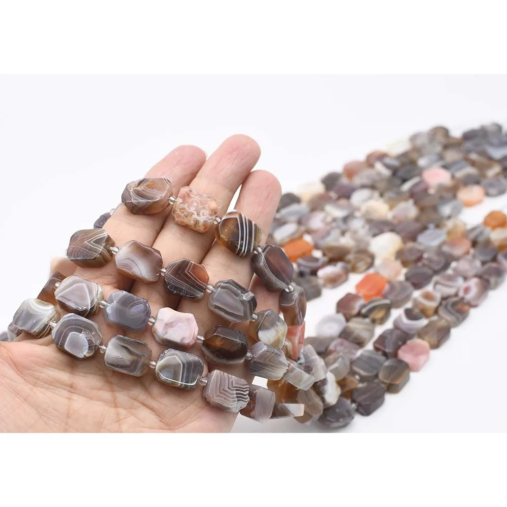 12x16mmAA Natural Smooth botswanna agate irregular rectangle Stone Bead For DIY necklace bracelet jewelry make 15 