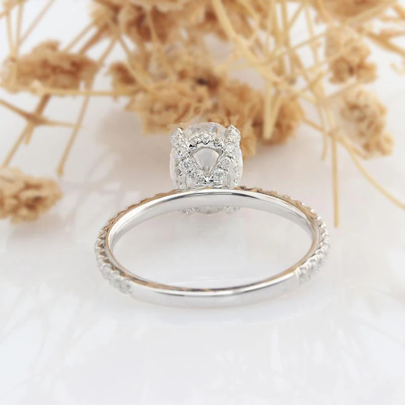 Veryins 14 к белое золото 1.5ct 6X8 мм DEF Цвет Овальный Moissanite под обручальное кольцо с камнем с боковой камень для женщин свадебный подарок