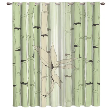 

Cute Bamboo Illustration Room Curtains Large Window Window Blinds Blackout Outdoor Kitchen Decor Kids Curtain Panels