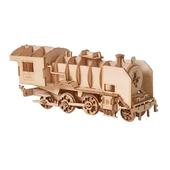 

1pc 3D Wooden Puzzle Educational Toy Wooden Steam Model Train Jigsaw Puzzle for Kids and Adults