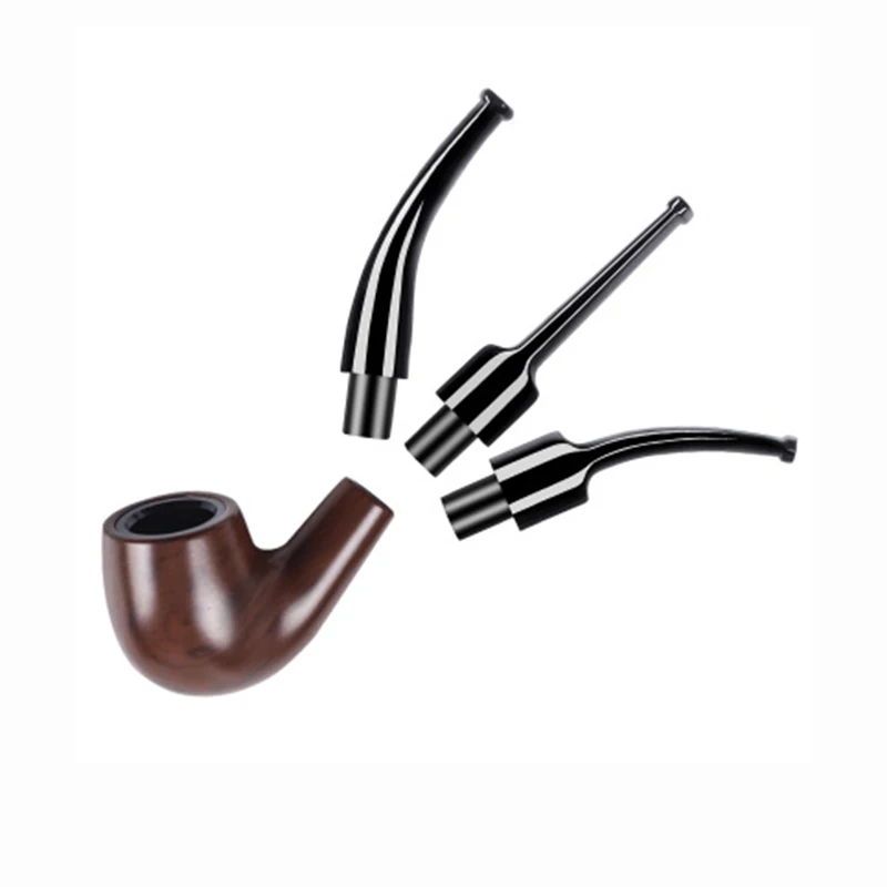 1pcs Black Acrylic Mouthpieces Pipe Stems Tobacco Pipe Stem for Smoking Tool Accessories Bent Taper 9mm Filter DIY Holder 2